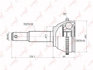 ШРУС наружный FORD Transit (00-06) комплект LYNX CO-5905A LYNXAUTO