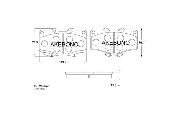 Колодки тормозные дисковые TOYOTA LAND CRUISER 80 AN-406WK AN406WK AKEBONO