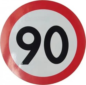 Наклейка-знак виниловая "Ограничение скорости 90км/ч" круг, наружная d=16см AUTO 05028 AUTOSTICKERS