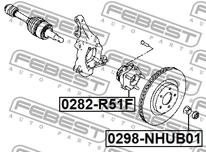 Гайка ступицы NISSAN JUKE, QASHQAI 0298-NHUB01 0298-NHUB01 FEBEST