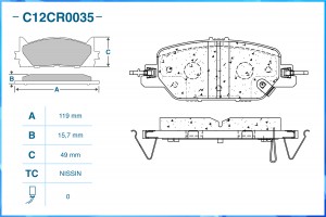 Тормозные колодки задние Low Metallic C12CR0035 C12CR0035 CWORKS