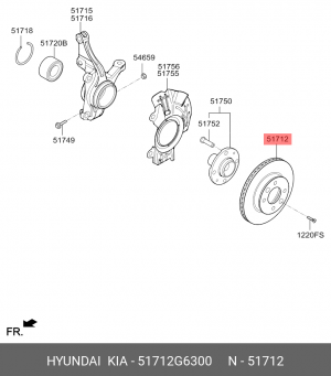 Диск тормозной KIA Picanto (17-) передний (1шт.) OE 51712G6300 HYUNDAI KIA
