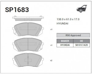 Колодки передние HYUNDAI SONATA (LF) 2014- SP1683 SP1683 SANGSIN