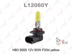 Лампа галогеновая [HB3 9005 12V 60W P20D YELLOW] L12060Y LYNXAUTO