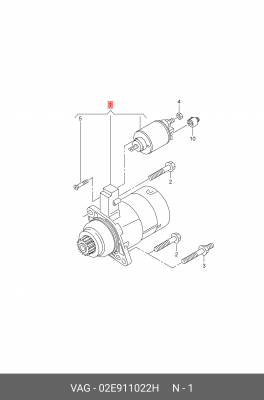 Стартер VW Passat (15-) AUDI Q3 (12-18) SKODA Superb (15-) OE 02E 911 022 H VAG