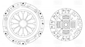Сцепление в сборе Nissan Micra K12 (02-) 1.2i 16V (без муфты) (FR 1421) FR 1421 TRIALLI