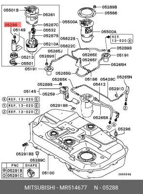 Кольцо уплотнительное MITSUBISHI Outlander (02-08) насоса топливного OE MR514677 MITSUBISHI