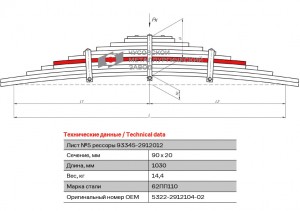 лист рессоры задняя! №4 \ КаМАЗ 5322291210402 OMK AUTO