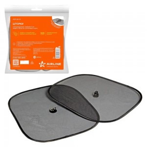 Шторка автомобильная для боковых стекол 44х36см присоска черная 2шт. AIRLINE ASPS-M-03 AIRLINE
