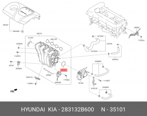 Кольцо уплотнительное HYUNDAI Accent (11-) заслонки дроссельной OE 283132B600 HYUNDAI KIA