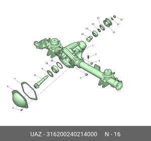 Фланец УАЗ-3163,УАЗ Профи (18-) заднего/переднего моста (ОАО УАЗ) 316200240214000 UAZ UAZ