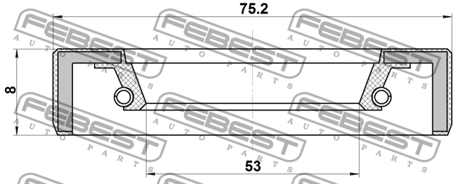 сальник ступичный!55X75X8\ Nissan Cabstar 06> 95FBY-55750808X FEBEST