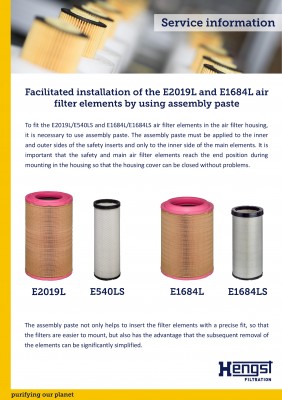 Фильтр воздушный E540LS (CF 18 190/2) JOHN DEERE основной E2019L, вторичный E540 E540LS HENGST