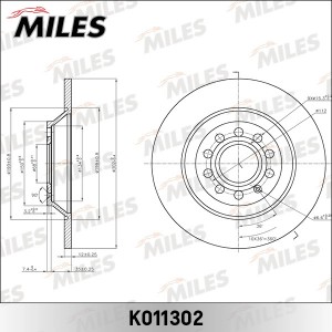 Диск тормозной задний D302мм. AUDI A6 ALLROAD 2.7-4.2 06- (TRW DF4776) K011302 K011302 MILES