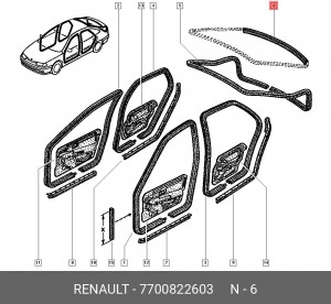 7700822603 Уплотнитель стекла з 7700822603 RENAULT