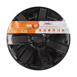 Колпак колеса декоративный R-13 "Гелакси", черный глянец, карбон (к-т 2 шт) AWCC-13-17 AIRLINE