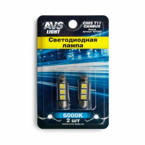 к-т ламп! светодиодных C005 T11, белый (SV8.5) CANBUS 4SMD5050 36 мм 12V, блисте A07054S AVS