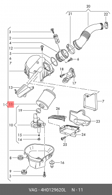 Фильтр воздушный AUDI A8,S8 (12-) OE 4H0 129 620 L VAG