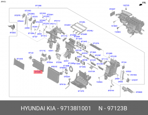 97138L1001 РАДИАТОР ОТОПИТЕЛЯ САЛОНА 97138L1001 HYUNDAI