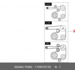Ремень приводной поликлиновой 6PK1628 SSANGYONG Torres (22-)(G15D) OE 1759970192 SSANG YONG
