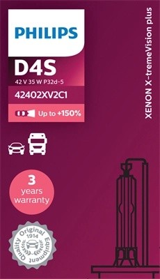 Лампа ксеноновая D4S 35W +150% P32d-5 4800K Xenon X-Treme Vision Gen2 PHILIPS 42402XV2C1 PHILIPS