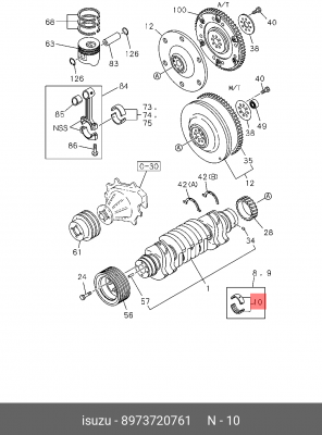 Вкладыши коренные Исузу NQR-7175 (стандарт) 8973720761 8-97372-076-1 ISUZU