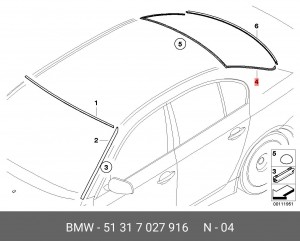 молдинг заднего стекла!\ BMW E60/E61 03-09 51 31 7 027 916 BMW