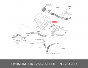 прокладка корпуса термостата!\ Hyundai Santa Fe 09> 256202F000 HYUNDAI