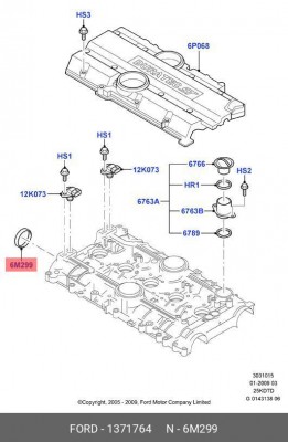 заглушка распредвала задняя!\ Ford 2.5 Duratec ST 1371764 FORD