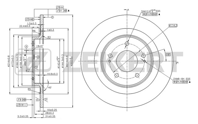 ДИСК ТОРМ ЗАД CITROEN C4 AIRCROSS 12 MITSUBISHI BS-5835 ZEKKERT