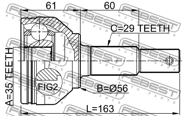 ШРУС внешний NISSAN X-TRAIL T31 2007-2013 0210-J1020 0210-J1020 FEBEST