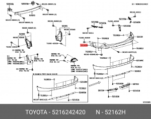 накладка бампера! заднего левая\ Toyota RAV 4 15-18 52162-42420 TOYOTA