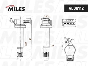 Катушка зажигания TOYOTA/LEXUS 3.3 3MZ-FE (NGK 48396) AL08112 AL08112 MILES
