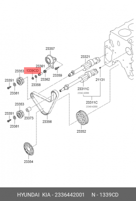 Гайка HYUNDAI Starex H-1 вала балансировочного OE 2336442001 HYUNDAI KIA