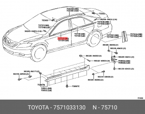 75710-33130 молдинг !двери передней правой, пластик \ Toyota Camry V40 75710-33130 TOYOTA