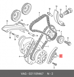 натяжитель цепи ГРМ!\ VW Golf/Passat/Sharan/Vento 2.3/2.8 VR5/VR6 91> 021 109 467 VAG