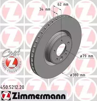 диск тормозной !перед. 380x34/62-5x120 \ Land Rover RangeRover 3.0TD 4x4/4.4TD V 450.5212.20 ZIMMERMANN