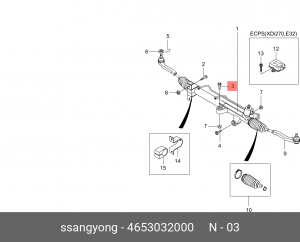 Болт SSANGYONG Kyron (06-) крепления рейки рулевой OE 4653032000 SSANG YONG
