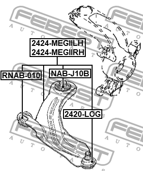 Рычаг передний нижний правый RENAULT MEGANE II 2002-2012 2424-MEGIIRH 2424MEGIIRH FEBEST