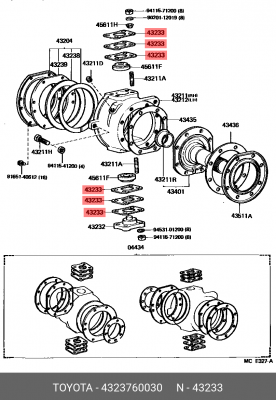 Шайба регулировочная шкворня 43237-60030 43237-60030 TOYOTA
