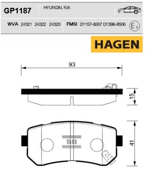 колодки дисковые задние! HAGEN\ KIA Ceed/Rio/Sportage, Hyundai Accent/i20/i30/ix GP1187 HAGEN