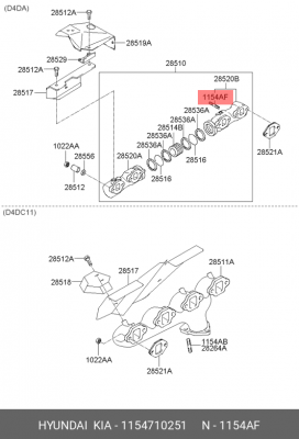 Шпилька HYUNDAI HD160,170 турбокомпрессора OE 1154710251 HYUNDAI KIA