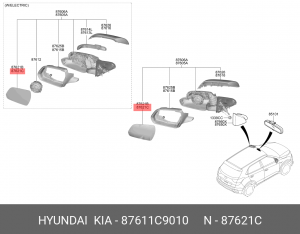 стекло заднего обзора без корпуса!\ Hyundai Creta 87611C9010 HYUNDAI