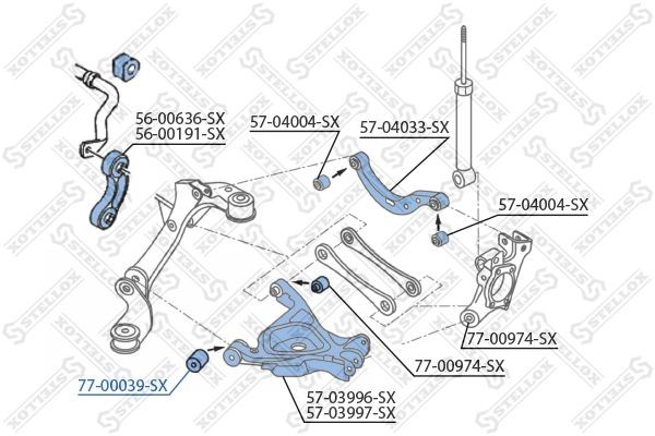 сайлентблок подрамника зад.!\ Audi A6/S6/Avant 04> 77-00039-SX STELLOX