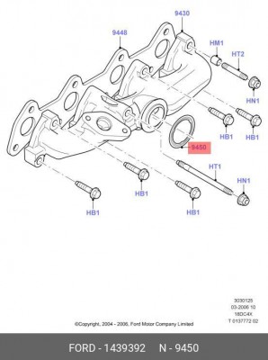 прокладка выпускного коллектора!\ Ford Focus II 08-11/Mondeo IV 07-15 1 439 392 FORD