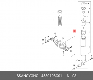 Амортизатор SSANGYONG Rexton (06-) задний левый/правый газовый (multi-link) OE 4530108C01 SSANG YONG