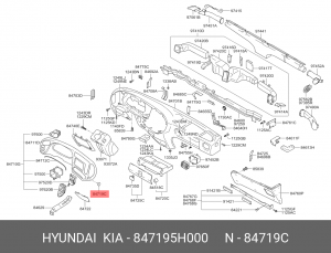 Заглушка HYUNDAI HD65,72,78,County панели щитка приборов OE 847195H000 HYUNDAI KIA