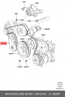 натяжитель приводного ремня с роликом!\Land Rover Discovery /Range Rover Sport 3 LR016140 LAND ROVER