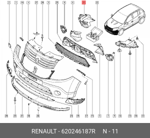 защита бампера переднего правого!\Renault Sandero 1.4/1.6 08> 620246187R RENAULT