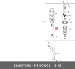 Амортизатор SSANGYONG Kyron (05-),Actyon (05-) передний газовый OE 4431009003 SSANG YONG
